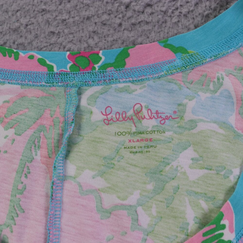 Lilly Pulitzer Britton T-Shirt Dress Womens XL Multicolor Floral Beach Tropical - Picture 4 of 9